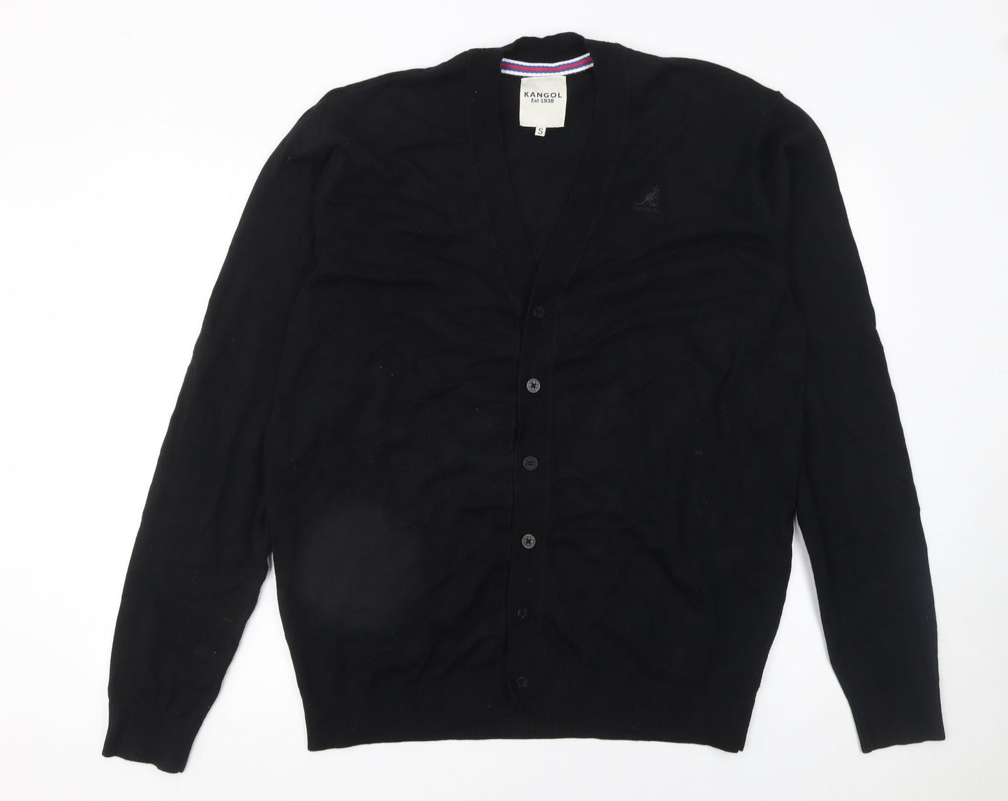 Kangol Men's Black Cotton Knit V-Neck Cardigan S