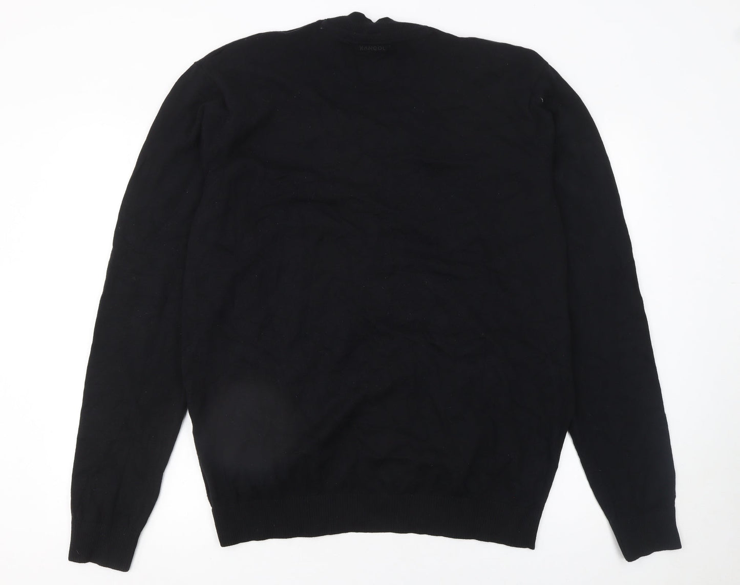 Kangol Men's Black Cotton Knit V-Neck Cardigan S