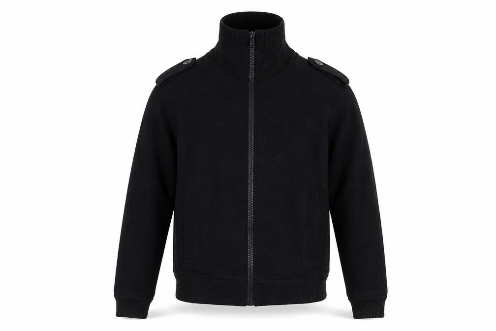 Zara Man Black Wool Bomber Jacket Mens L Regular Fit Full Zip