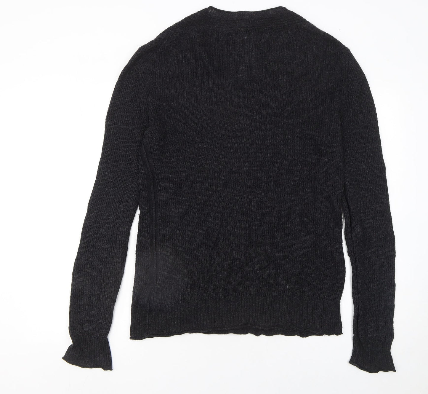 Gap Women's Black V-Neck Knit Jumper Size M Cotton Blend