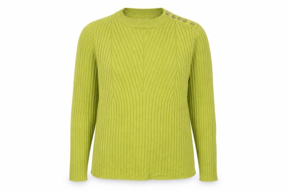 Marks & Spencer Women Green Mock Neck Ribbed Jumper Size 14