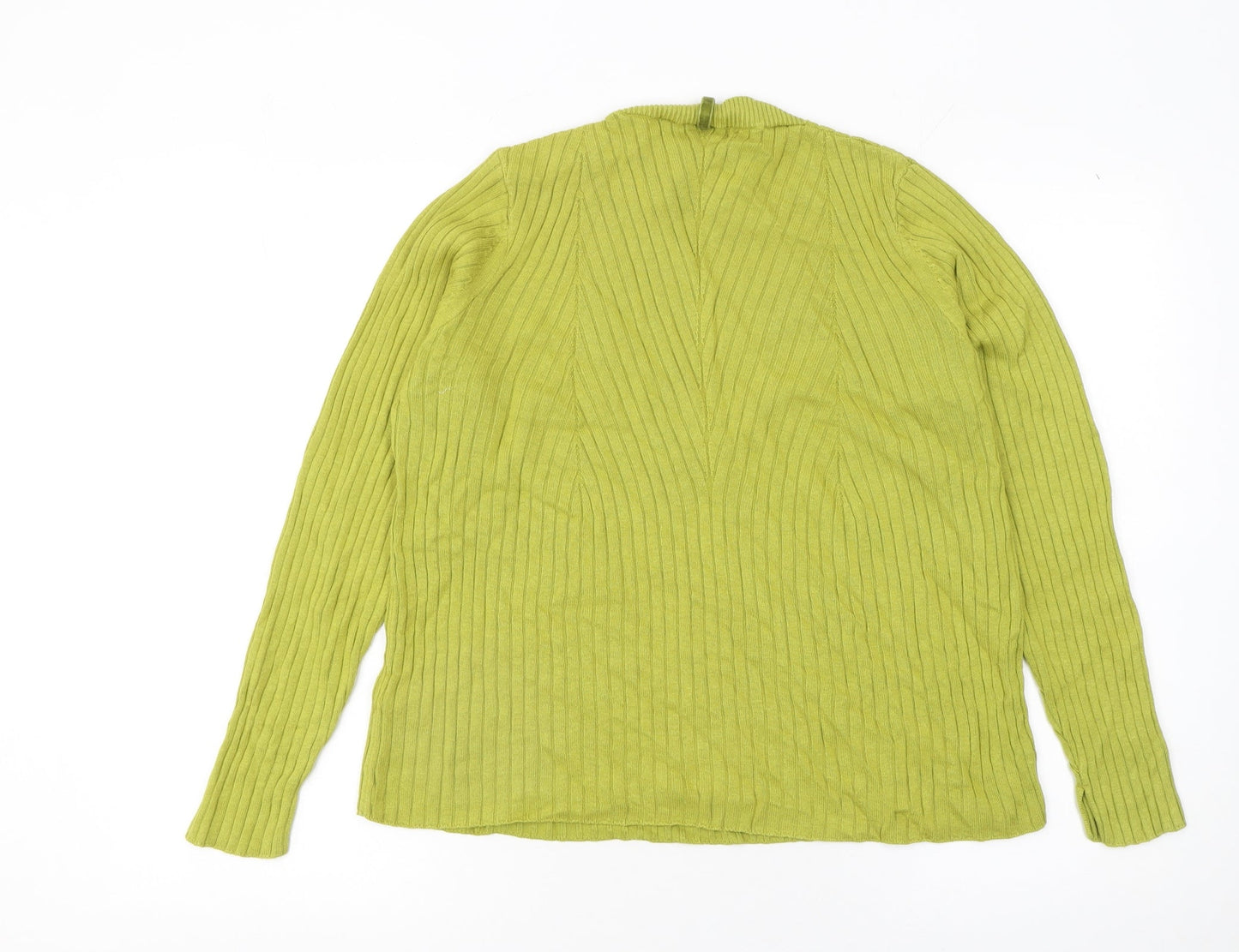 Marks and Spencer Women Green Mock Neck Ribbed Jumper Size 14