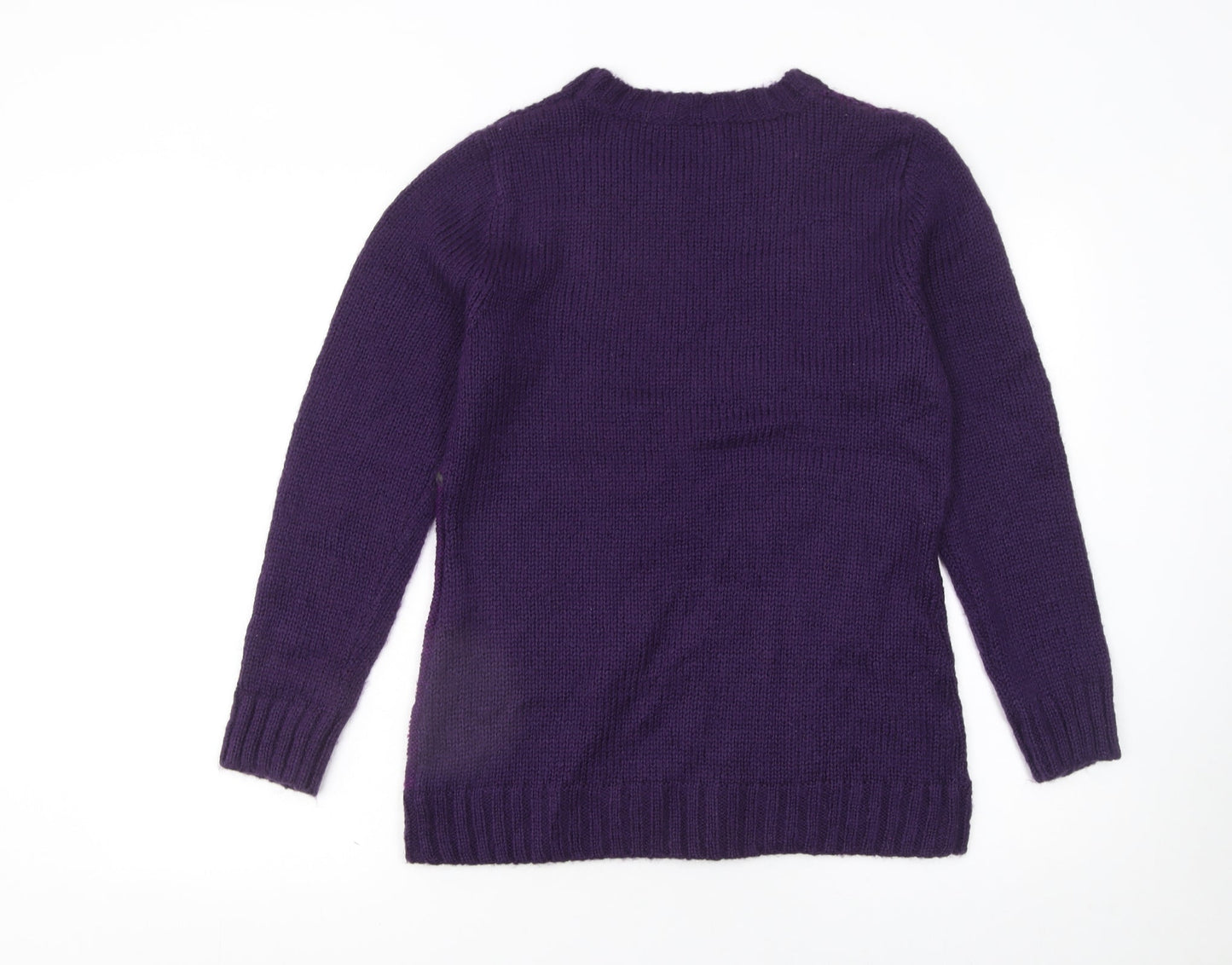 Klass Collection Women's Purple Cable-Knit Pullover Jumper Size L
