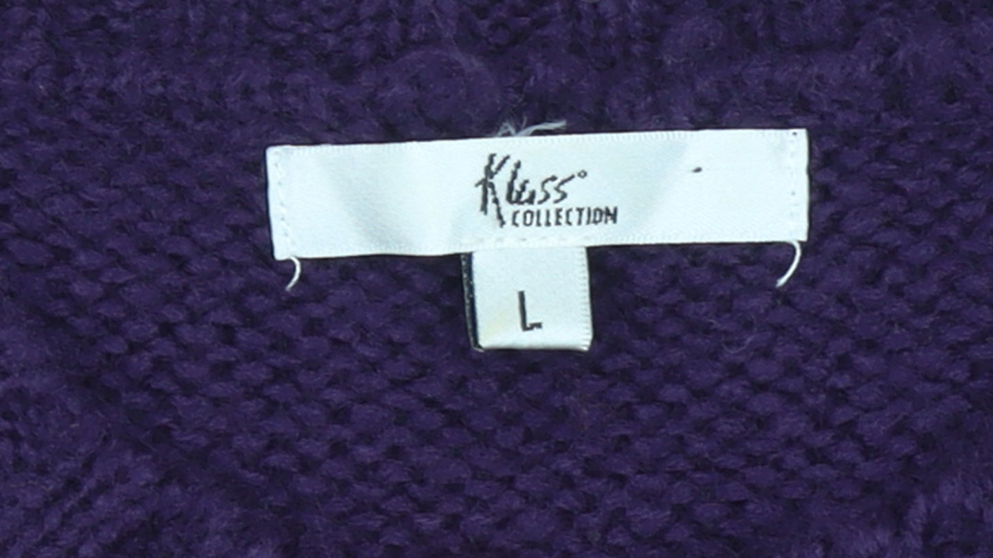 Klass Collection Women's Purple Cable-Knit Pullover Jumper Size L