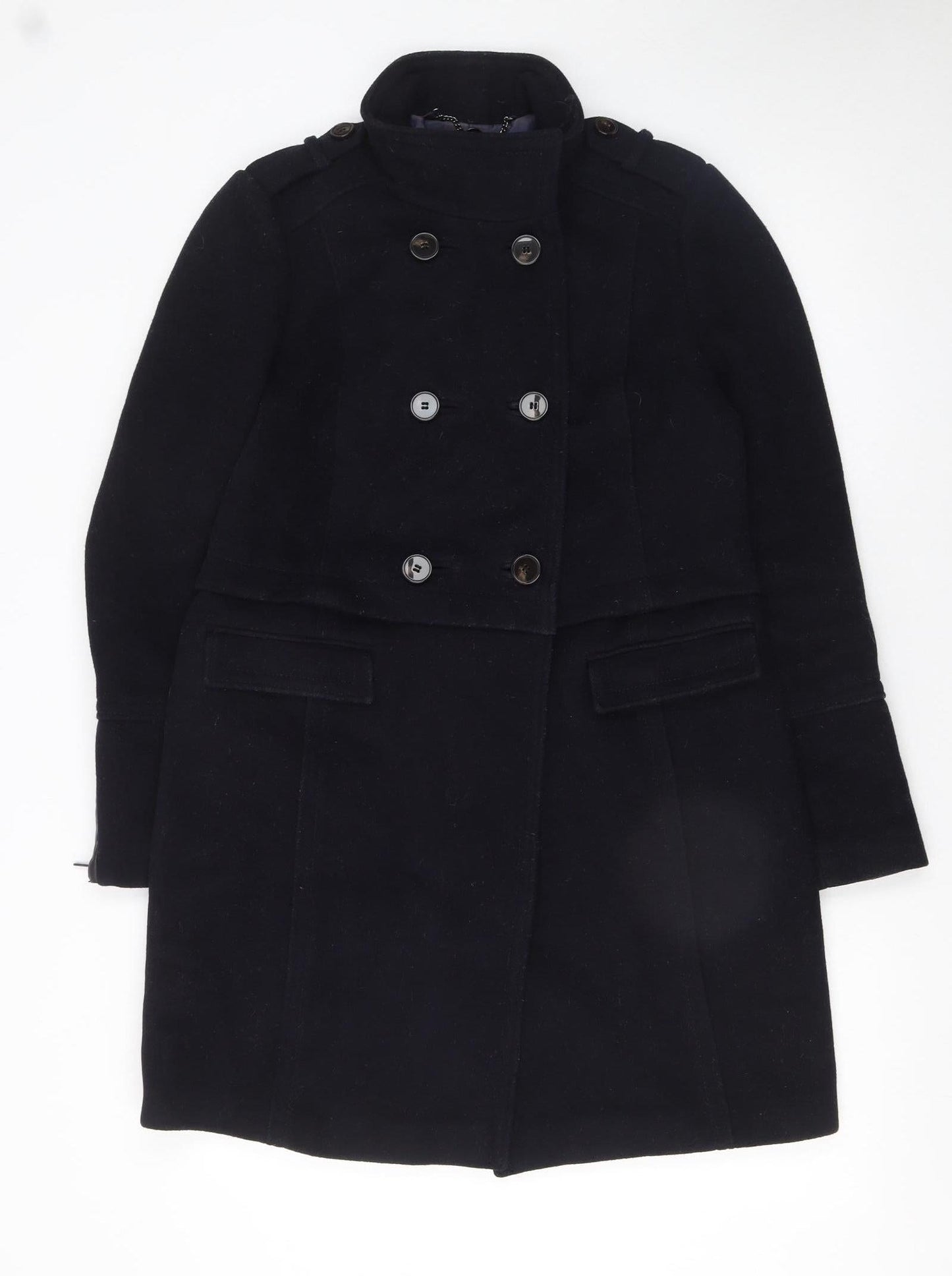 Marks and Spencer Women’s Navy Wool Blend Pea Coat UK 10 Lined
