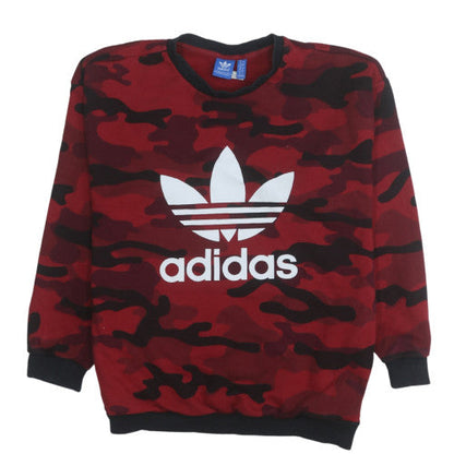 Additional front view of Adidas boys’ red camo crew neck pullover sweatshirt, size 146
