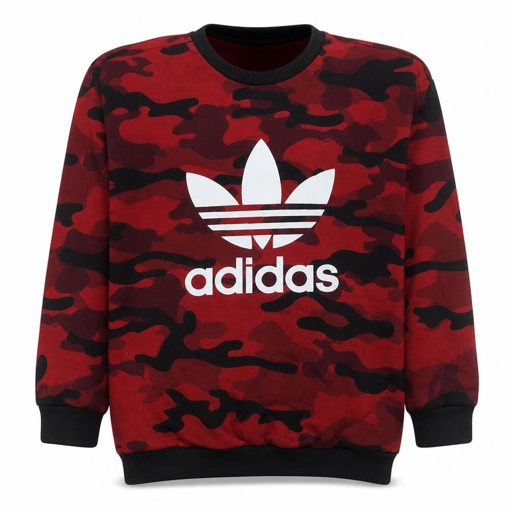 Adidas Boys Red Camo Crew Neck Pullover Sweatshirt Size 146
