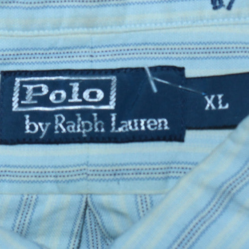 Ralph Lauren Men’s Blue Striped Cotton Button-Down Shirt XL