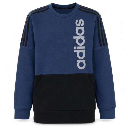 Adidas Mens Blue Pullover Sweatshirt Size M Logo Crew Neck Fleece