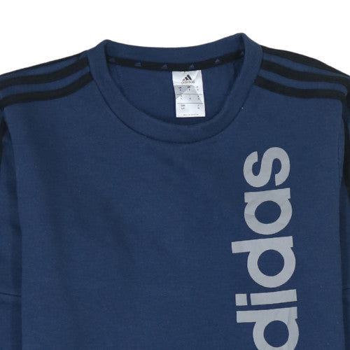 Adidas Mens Blue Pullover Sweatshirt Size M Logo Crew Neck Fleece