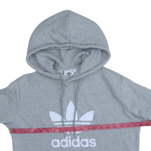 Adidas Men's Grey Pullover Hoodie Small Logo Cotton Blend