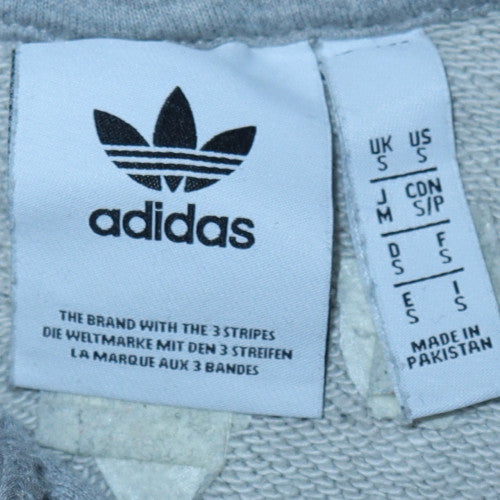Adidas Men's Grey Pullover Hoodie Small Logo Cotton Blend