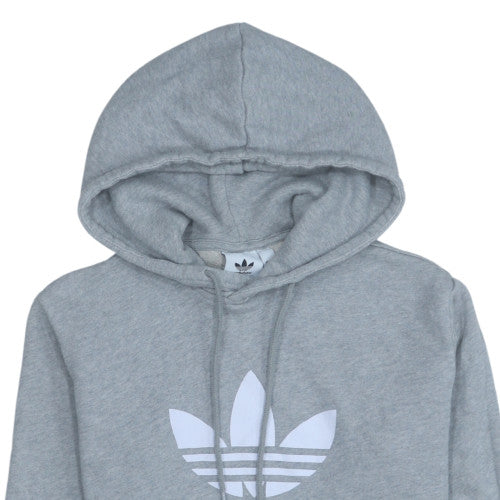 Adidas Men's Grey Pullover Hoodie Small Logo Cotton Blend