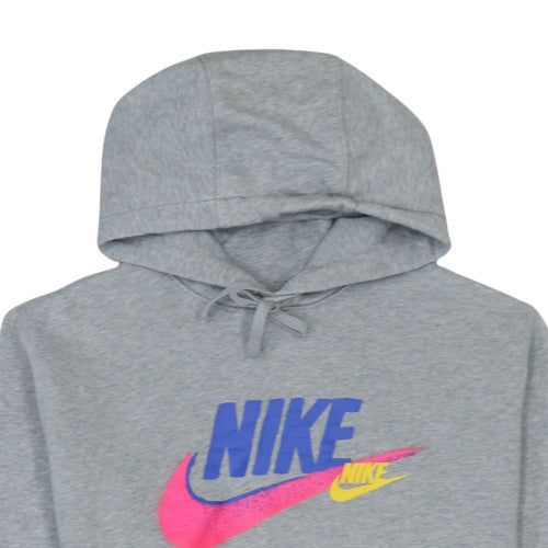 Nike Mens Grey Pullover Hoodie M Logo Fleece Sweatshirt