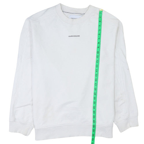 Calvin Klein Jeans Men's White XL Crew Neck Pullover Sweatshirt