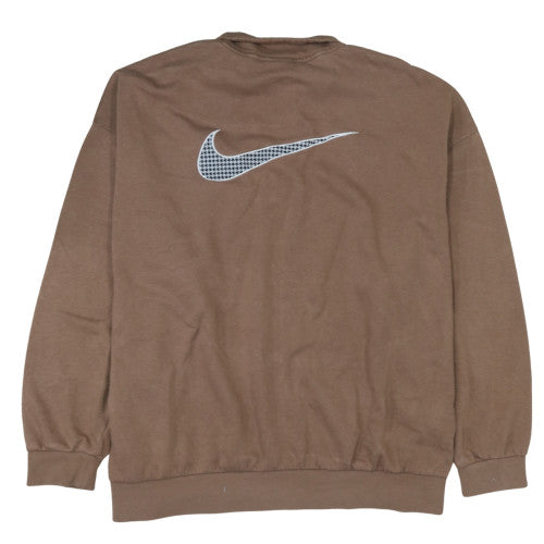 Nike Women Brown 1/4 Zip Sweatshirt XL Relaxed Fit Pullover Logo