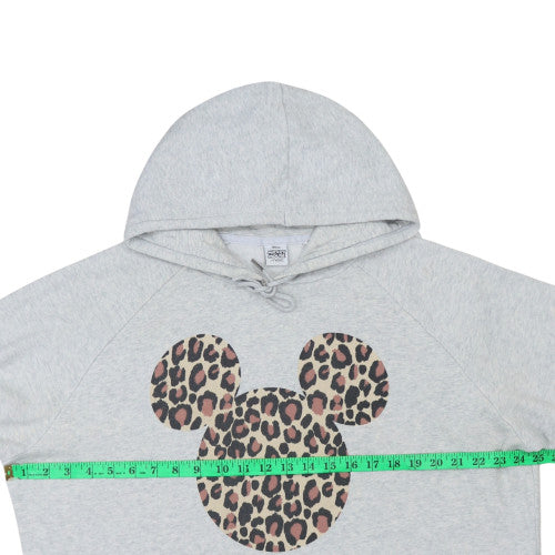 Next Women Grey Hooded Pullover Hoodie XL Leopard Mickey Print