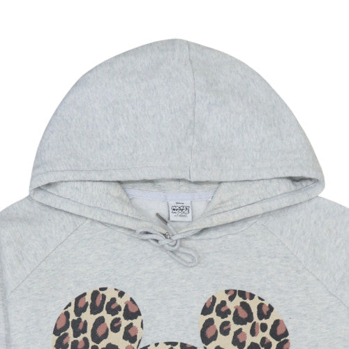 Next Women Grey Hooded Pullover Hoodie XL Leopard Mickey Print