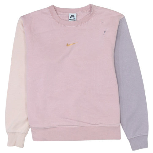 Nike Women’s Pink Colourblock Crew Neck Sweatshirt Size S Loose Fit
