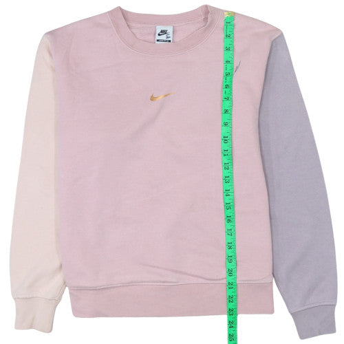 Nike Women’s Pink Colourblock Crew Neck Sweatshirt Size S Loose Fit