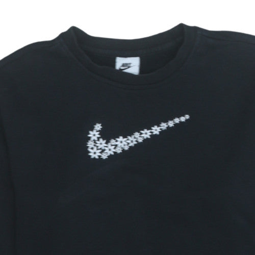 Nike Girls Black XL Fleece Pullover Sweatshirt with Logo Graphic