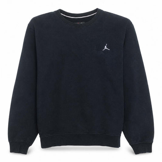 Front view of Jordan Men's Black Crew Neck Sweatshirt, size S, Cotton Blend