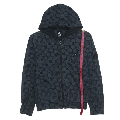 Nike Mens Black Full Zip Hooded Sweatshirt L Geometric Pattern