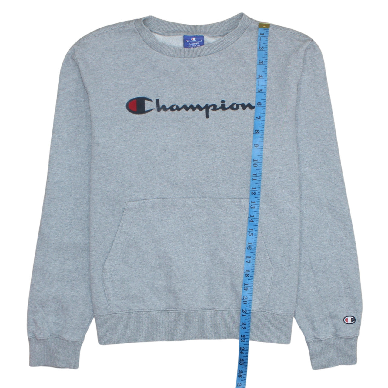 Champion Men's Grey Large Pullover Sweatshirt with Logo