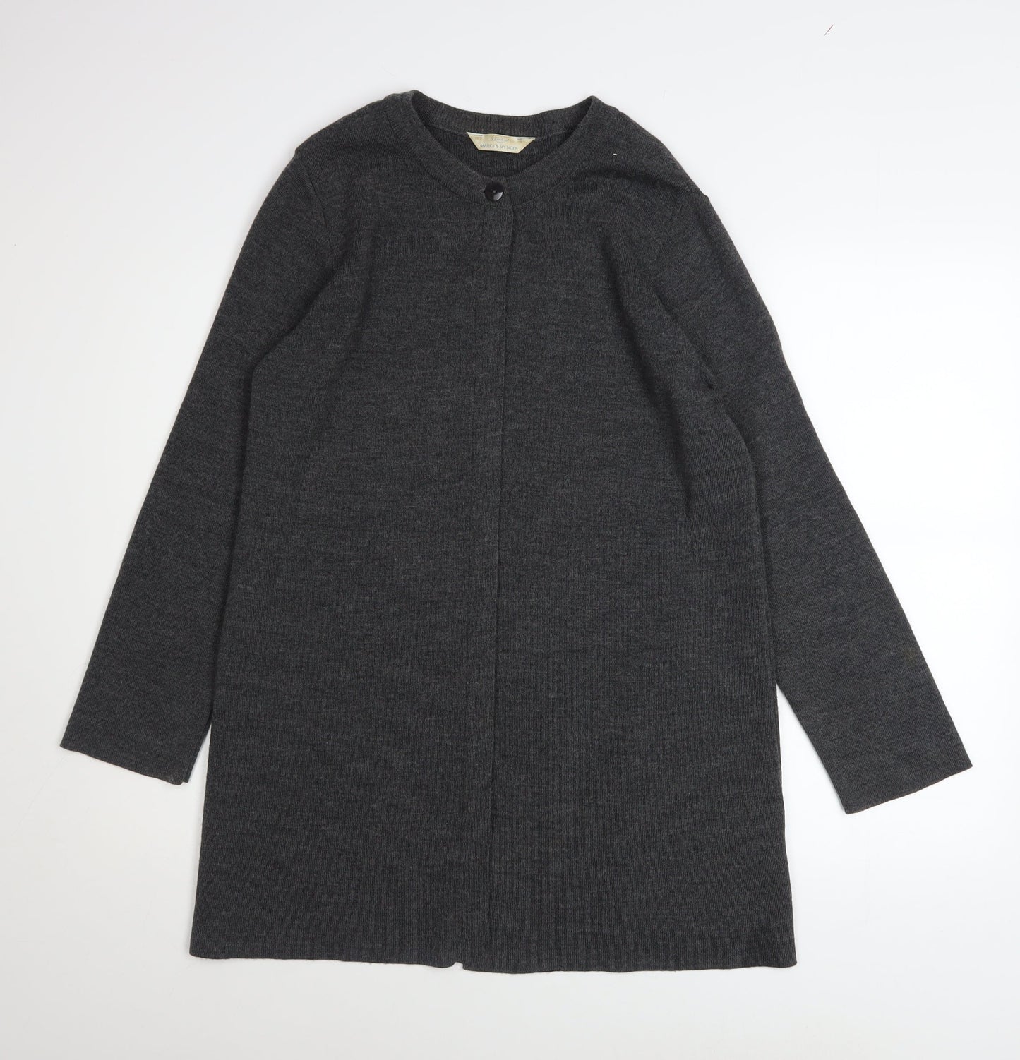 Marks & Spencer Women’s Grey Merino Wool Blend Longline Cardigan UK 12