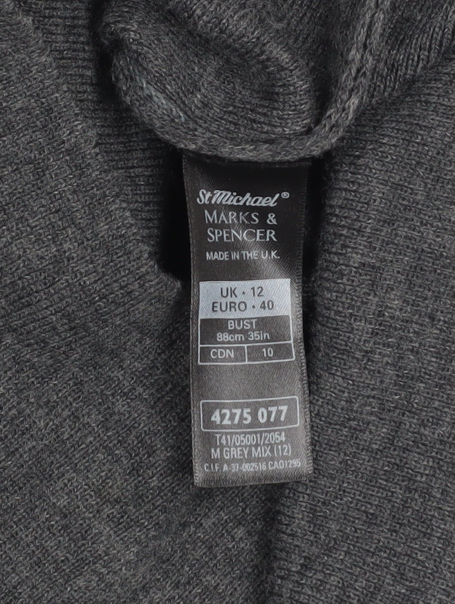 Marks & Spencer Women’s Grey Merino Wool Blend Longline Cardigan UK 12