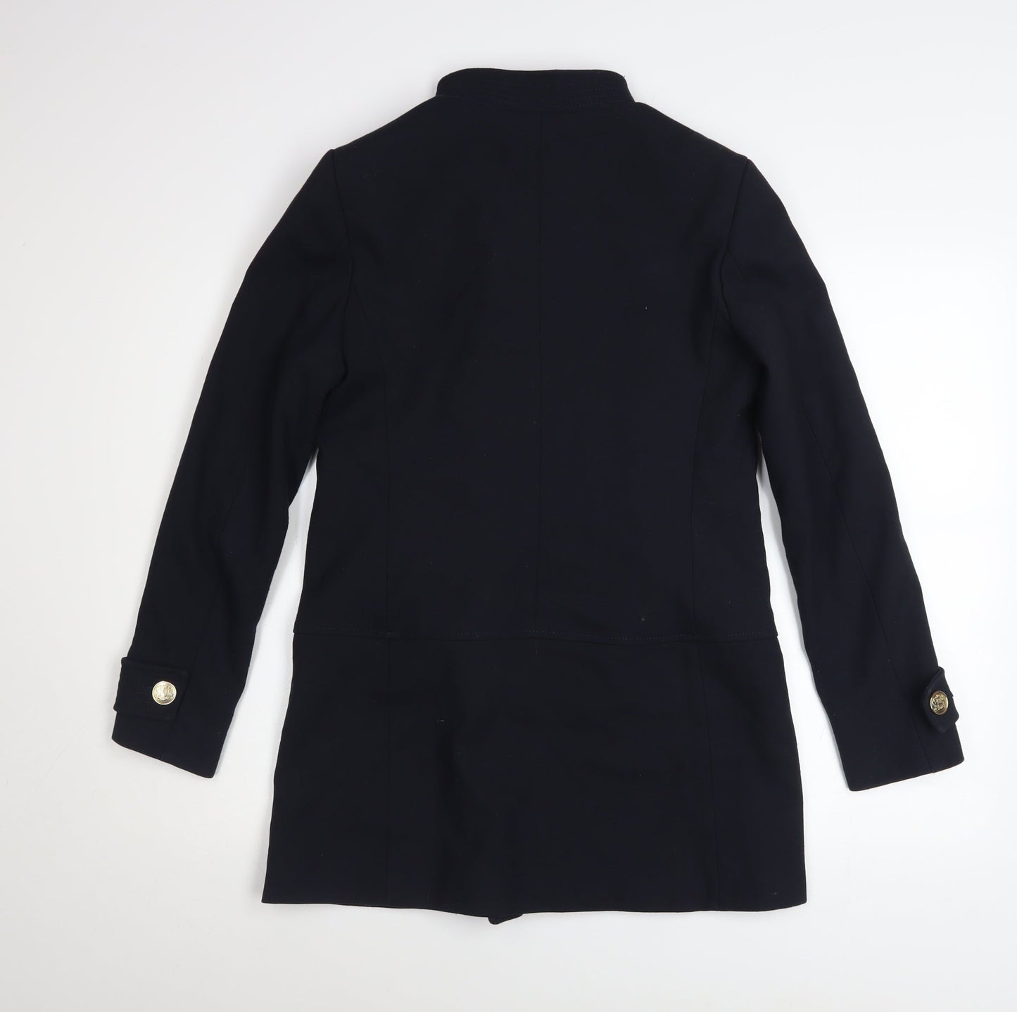 Zara Women's Black XS Mid-Length Pea Coat Classic Buttoned Style