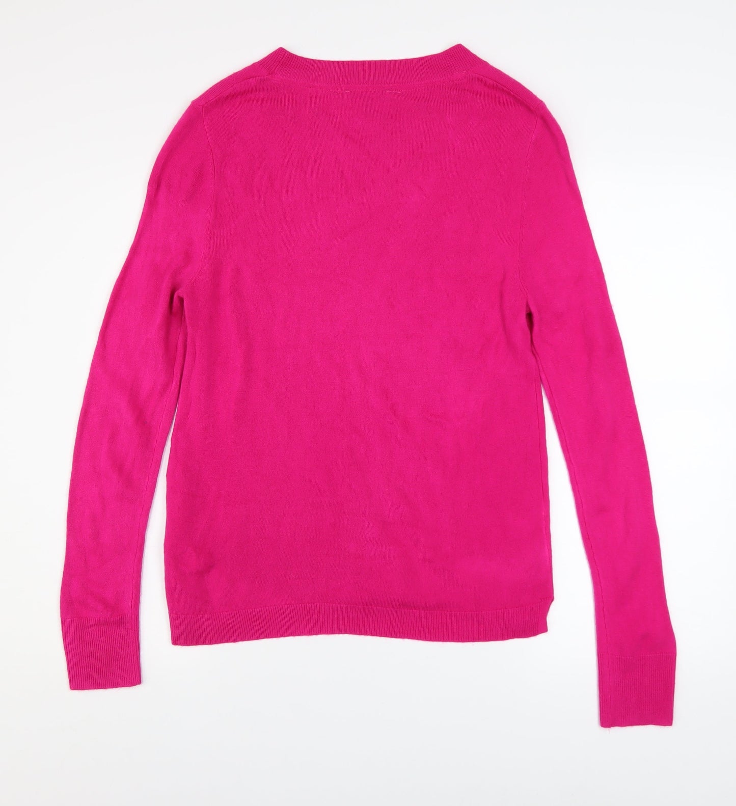Principles Women Pink Crew Neck Long Sleeve Acrylic Jumper Size 12
