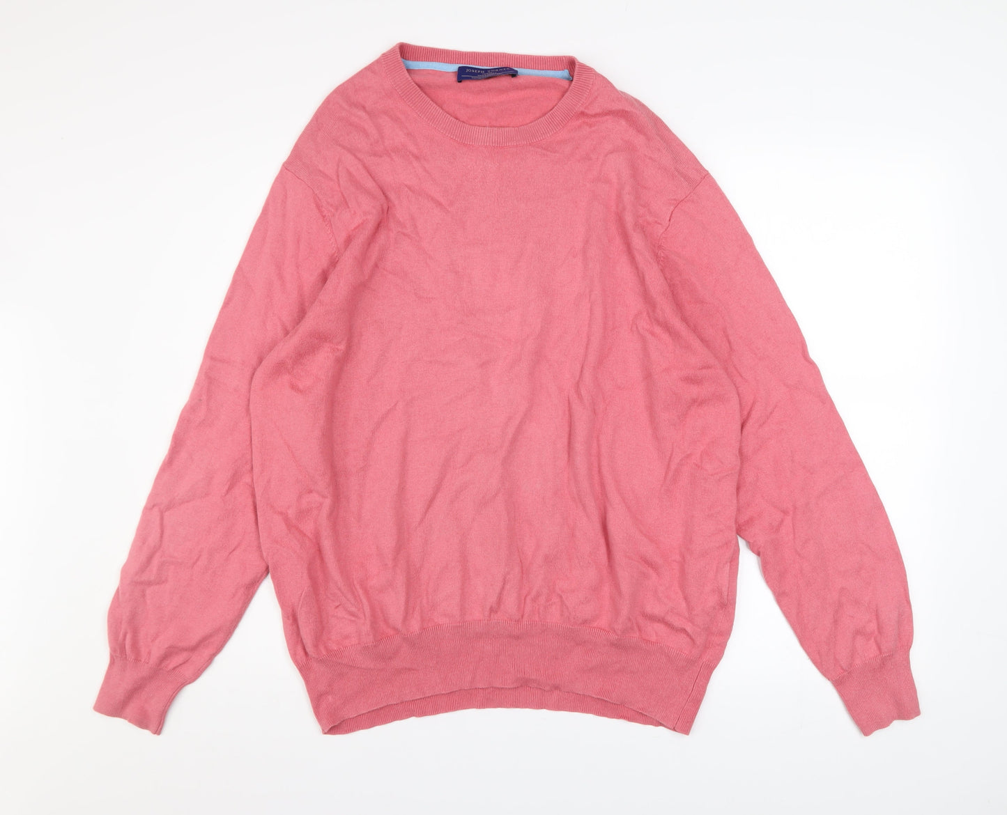 Joseph Turner Men's Pink Cotton Cashmere Crew Neck Jumper 2XL