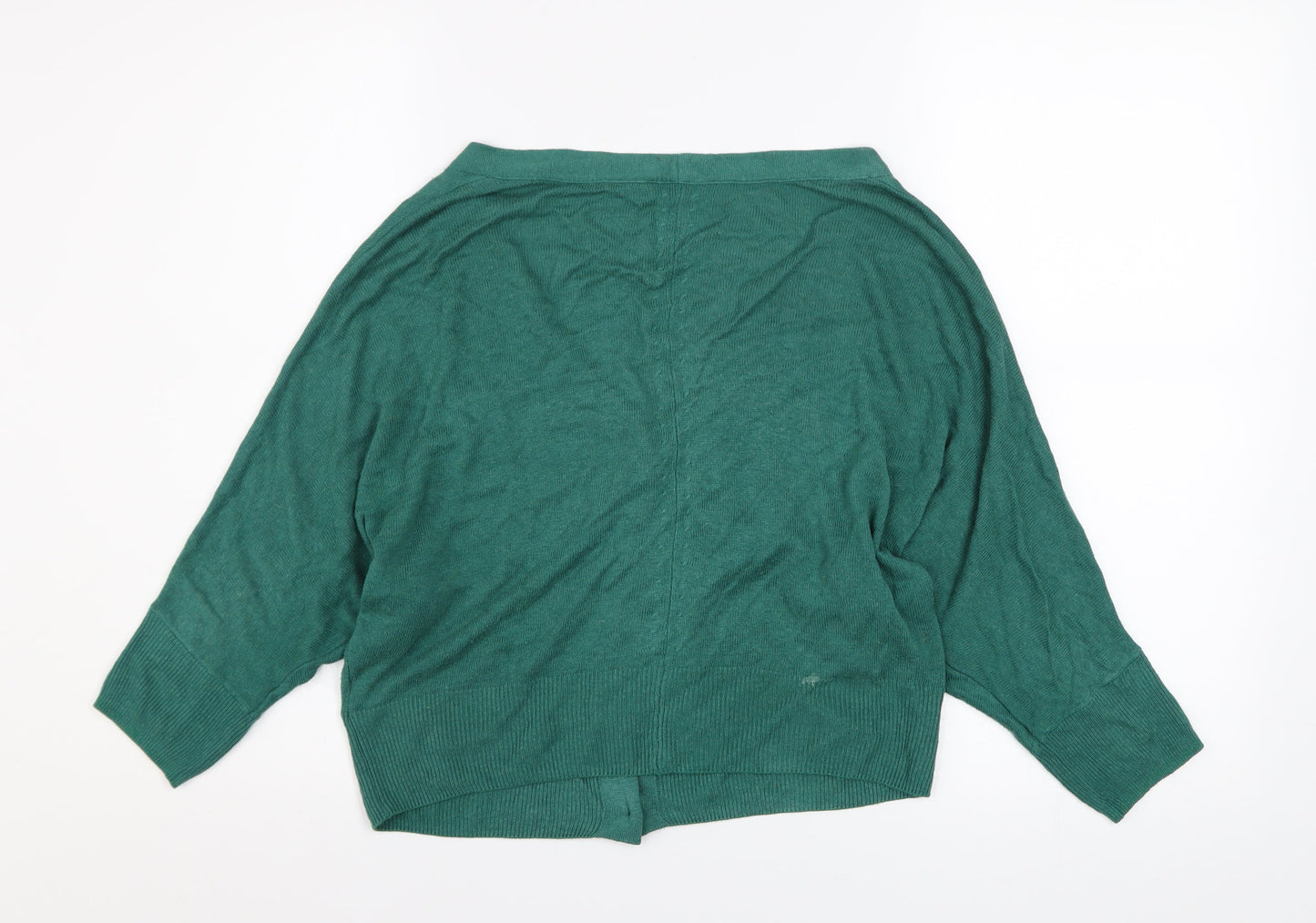 Marks and Spencer Per Una Women's Sea Green Viscose Linen V-Neck Cardigan Size 8