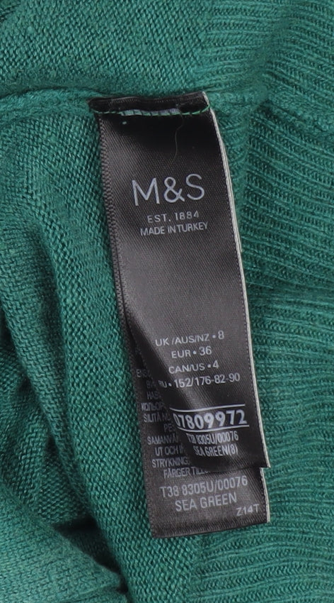 Marks and Spencer Per Una Women's Sea Green Viscose Linen V-Neck Cardigan Size 8