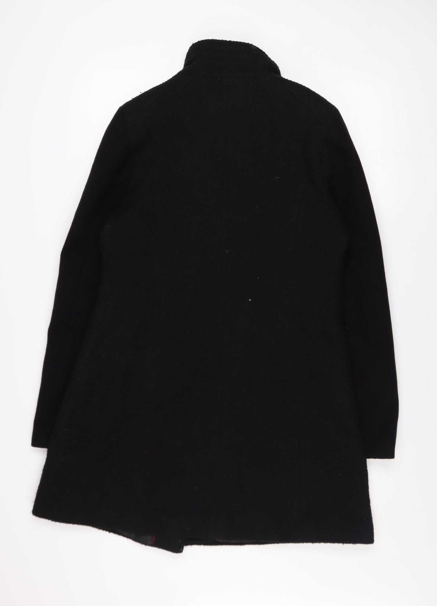 Next Women’s Black Wool Blend Mid-Length Motorcycle Coat Size 12