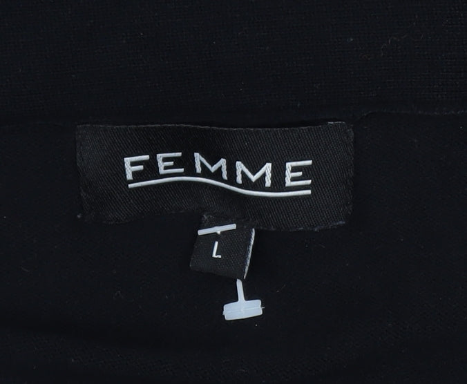 Femme Women's Black L Open Front Knit Cardigan Jumper