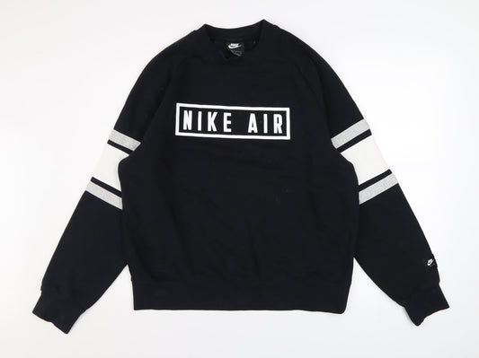 Nike Men’s Black Medium Pullover Sweatshirt Crew Neck Graphic Print