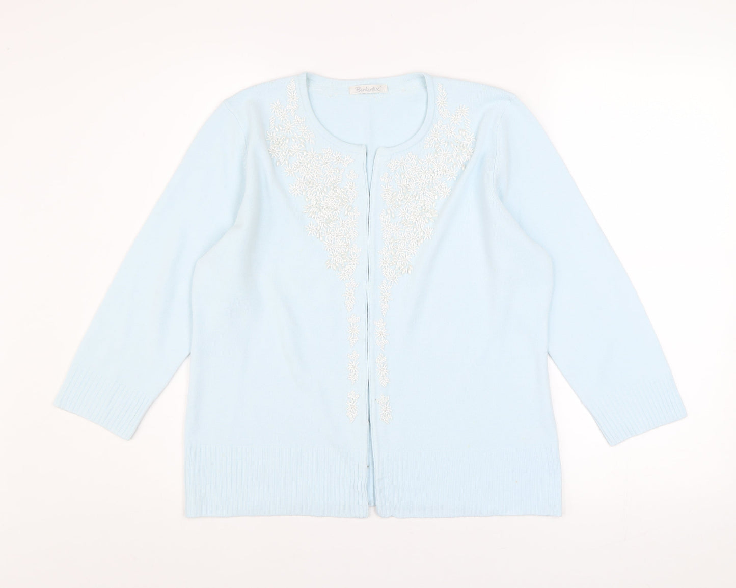 Berkertex Women's Blue Beaded Long Sleeve Cardigan Size 14