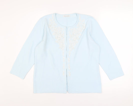 Berkertex Women's Blue Beaded Long Sleeve Cardigan Size 14