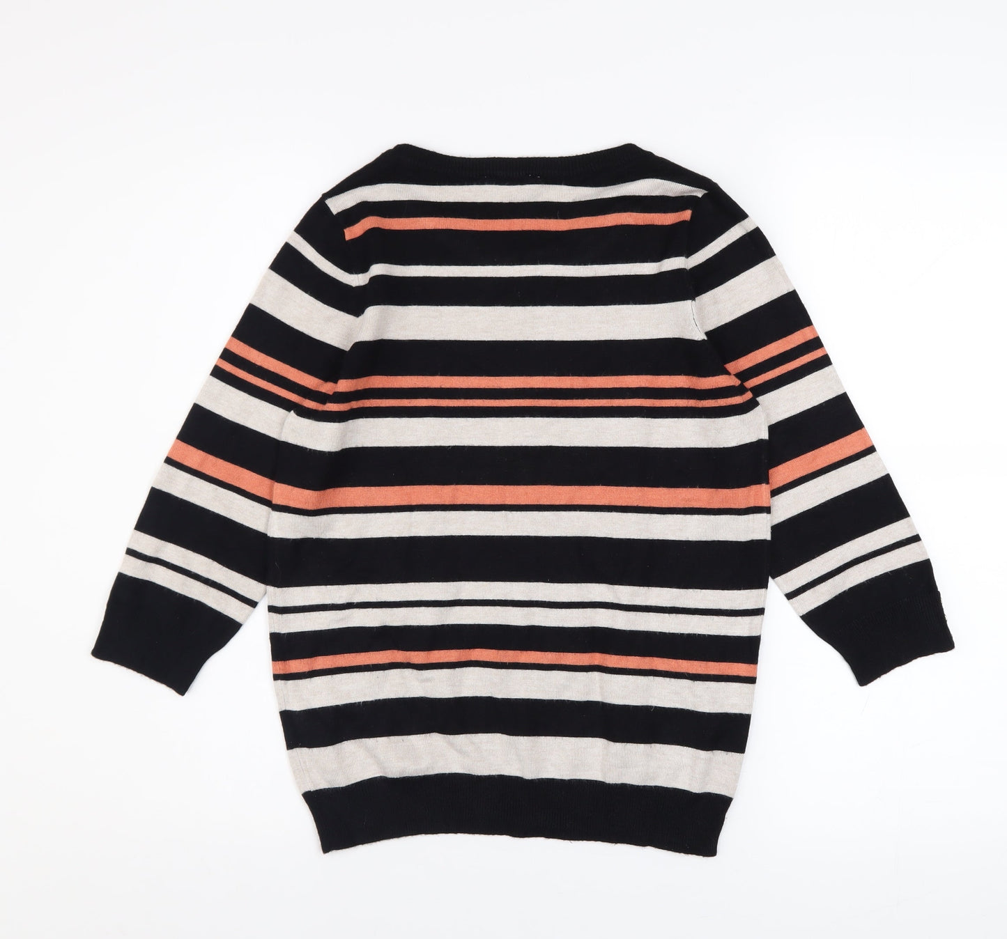 BHS Women’s Petite Multicoloured Striped 3/4 Sleeve Jumper Size 10
