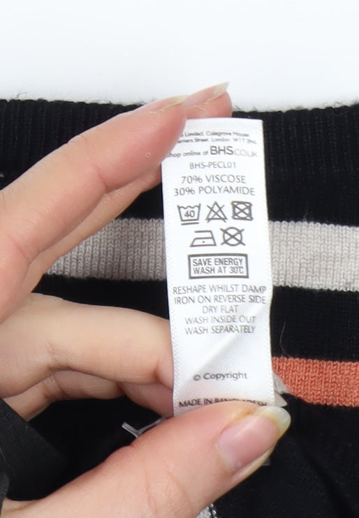 BHS Women’s Petite Multicoloured Striped 3/4 Sleeve Jumper Size 10