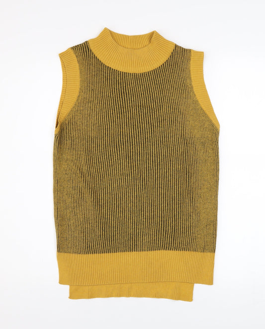 Tu Women's Yellow Mock Neck Sleeveless Knit Vest Size 10