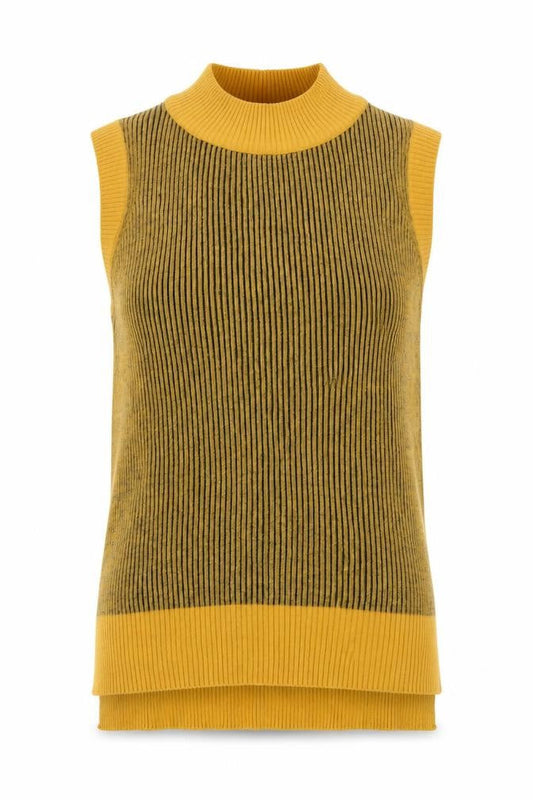 Tu Women's Yellow Mock Neck Sleeveless Knit Vest Size 10