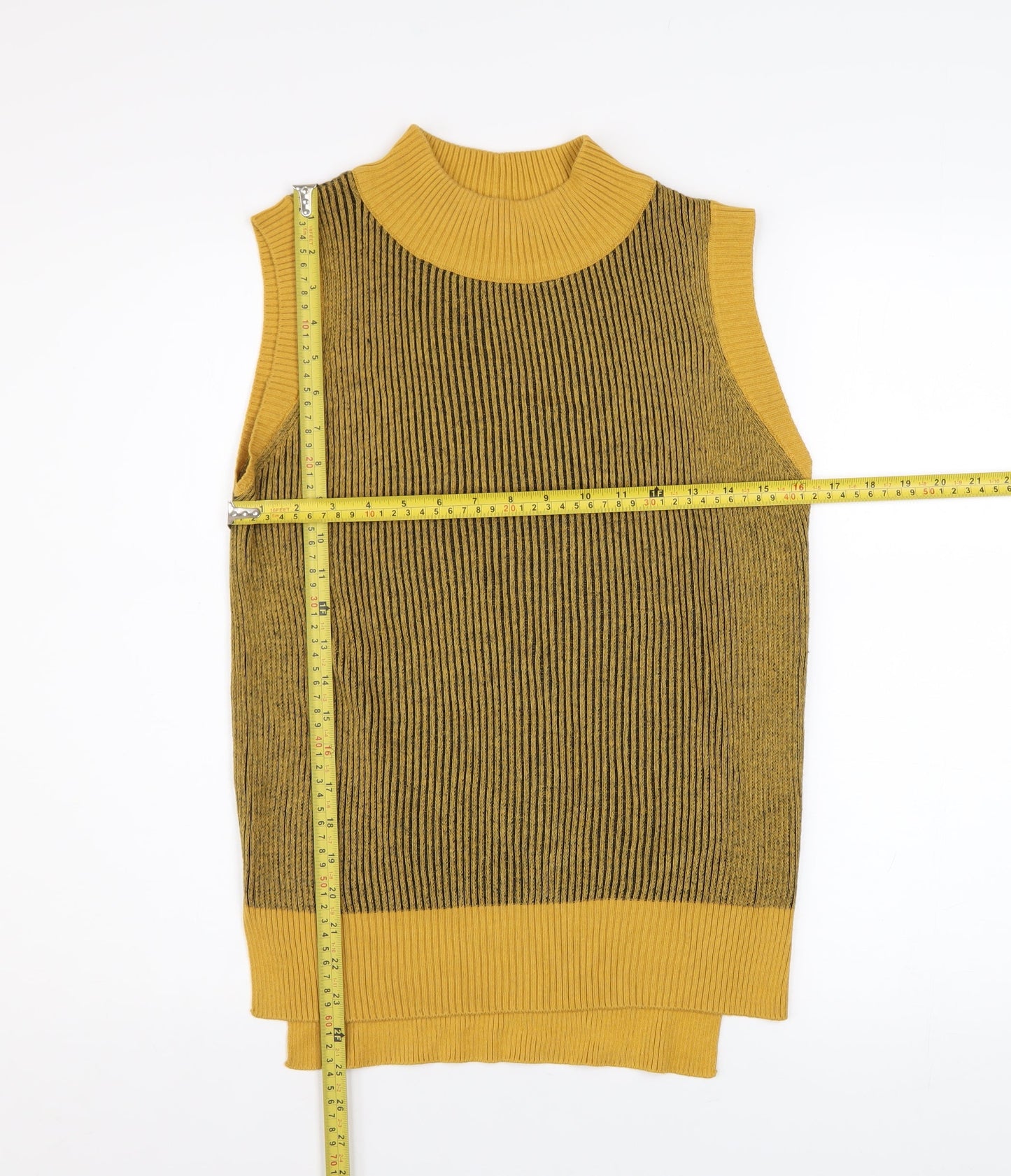 Tu Women's Yellow Mock Neck Sleeveless Knit Vest Size 10