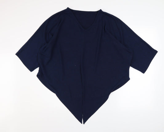 Apricot Womens Blue Viscose Tunic Blouse M V-Neck Relaxed Fit