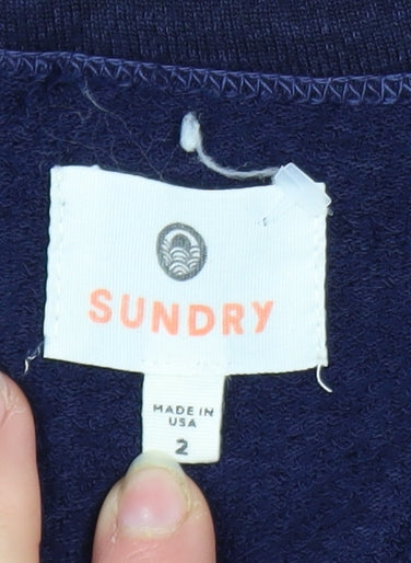 Sundry Women's Navy Sail Away Pullover Sweatshirt Size 10 Cotton Blend