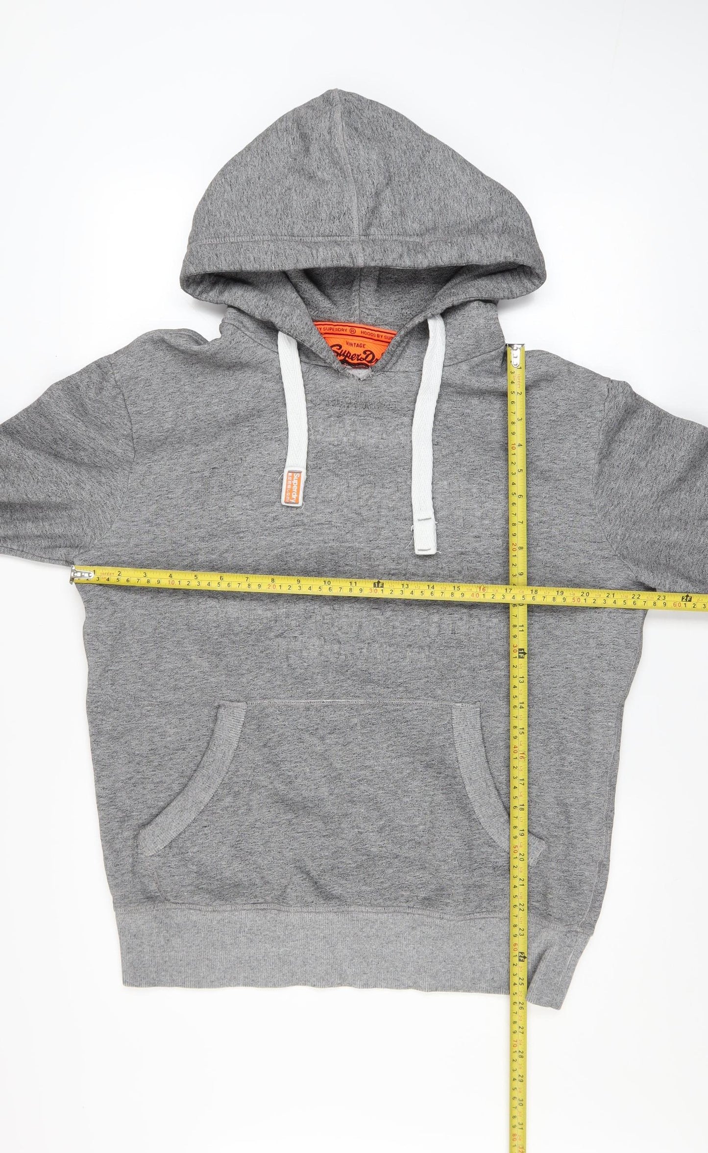 Superdry Mens Grey Pullover Hoodie Size M Classic Logo Style