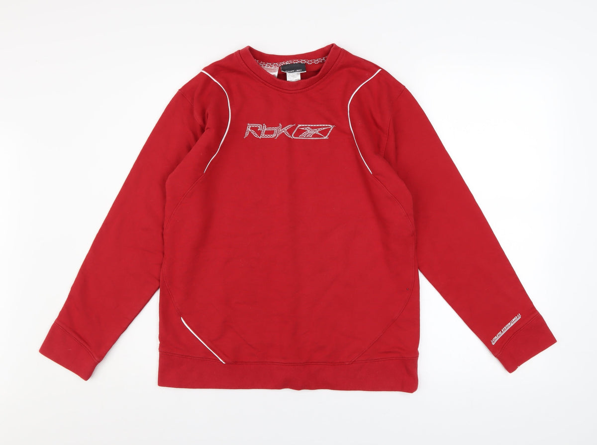 Reebok Boys Red Pullover Sweatshirt 14 Years Crew Neck Logo Sports Top