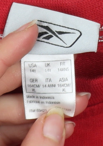 Reebok Boys Red Pullover Sweatshirt 14 Years Crew Neck Logo Sports Top